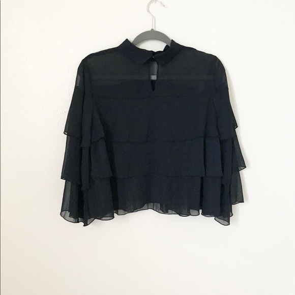 ⭐️🌟Zara Basic Collection sheer ruffle blouse🌟⭐️ - Picture 3 of 4